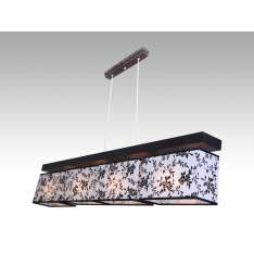 Lampa wisząca Majorka IV - 13 3004 hotelowa abażur biały z czarnym wzorem