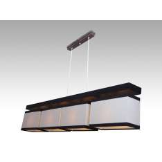 Lampa wisząca Majorka IV - 51 3042 hotelowa abażur kremowy | brązowe paski