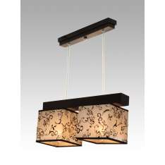 Lampa wisząca Santiago II - 2 3073 hotelowa abażur beżowy z czarnym wzorem