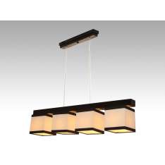 Lampa wisząca Santiago IV - 51 3431 hotelowa abażur kremowy z brązowymi paskami