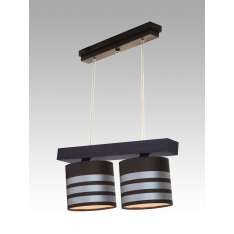 Lampa wisząca Jawa II - 52 3578 hotelowa abażur brązowy z aluminiowymi paskami