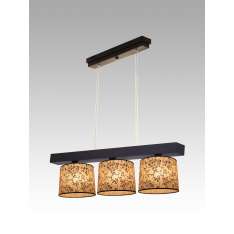 Lampa wisząca Jawa III - 2 3592 hotelowa abażur beżowy z czarnym wzorem