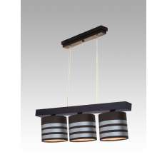 Lampa wisząca Jawa III - 52 3707 hotelowa abażur brązowy z aluminiowymi paskami