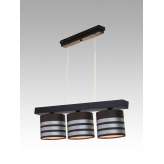 Lampa wisząca Jawa III - 52 3707 hotelowa abażur brązowy z aluminiowymi paskami