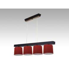 Lampa wisząca Jawa IV - 4 3738 hotelowa abażur bordowy