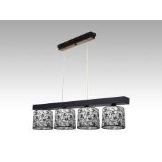 Lampa wisząca Jawa IV - 13 3783 hotelowa abażur biały z czarnym wzorem