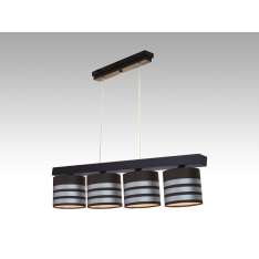 Lampa wisząca Jawa IV - 52 3837 hotelowa abażur brązowy z aluminiowymi paskami