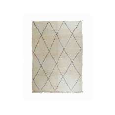 Prostokątny, wełniany dywanik o długim włosiu z geometrycznymi kształtami Afolki Beni Ourain TAA1140BE