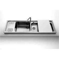 2-komorowy zlewozmywak ze stali nierdzewnej, częściowo wpuszczany w blat, z ociekaczem Alpes-Inox Semi flush top sink