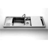 2-komorowy zlewozmywak ze stali nierdzewnej, częściowo wpuszczany w blat, z ociekaczem Alpes-Inox Semi flush top sink