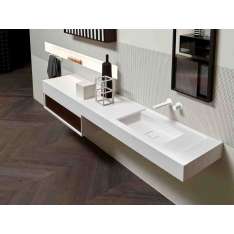 Prostokątna umywalka Flumood® z wbudowanym blatem Antonio Lupi Design Bemade
