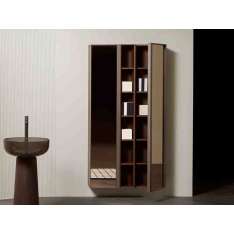 Podwieszana szafka łazienkowa z drzwiami z drewna i szkła Antonio Lupi Design Bemade