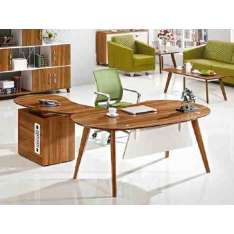 Drewniane biurko biurowe w kształcie litery L z półkami Arrediorg.It® Evolutio A209