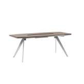 Prostokątny drewniany stół konferencyjny z systemem prowadzenia kabli Arrediorg.It® Platinum