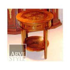 Niski okrągły stolik kawowy z litego drewna Arvestyle Mary