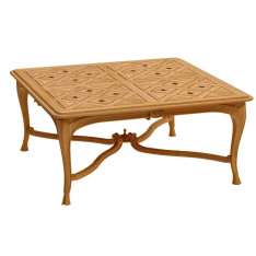 Kwadratowy stolik kawowy z drewna tekowego Astello Fleur de Lys