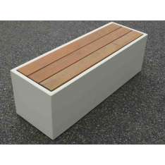 Ławka z cementu włóknistego i drewna z miejscem do przechowywania Atelier So Green Garden bench with storage space