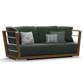 Sofa ogrodowa z tkaniny i drewna tekowego ze zdejmowanym pokryciem Atmosphera Embrace