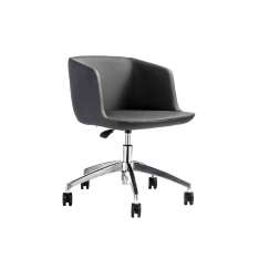 Obrotowe krzesło skórzane z pięcioramienną podstawą na kółkach B&T Design GEO OFFICE