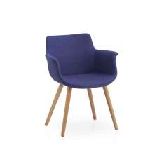Tkaninowe krzesło z podłokietnikami B&T Design REGO CONIC WOOD