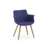 Tkaninowe krzesło z podłokietnikami B&T Design REGO CONIC WOOD