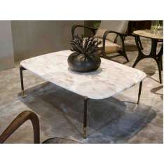 Niski prostokątny stolik kawowy z marmuru Calacatta Oro Bellotti Ezio PATAGONIA