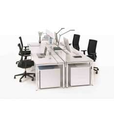 Biurko biurowe wielokrotnego użytku z systemem zarządzania kablami Bene Basic