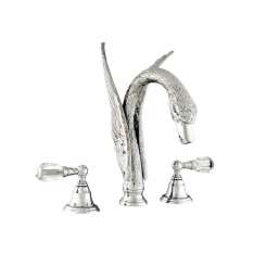 Bateria umywalkowa 3-otworowa z kryształami Swarovski®. Bronces Mestre Antartica Swan