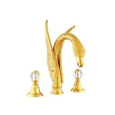 Bateria umywalkowa 3-otworowa z kryształami Swarovski®. Bronces Mestre Antartica Swan