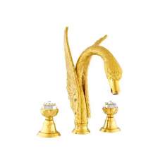 Bateria umywalkowa 3-otworowa z kryształami Swarovski®. Bronces Mestre Antartica Swan