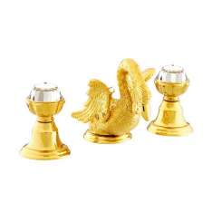 Bateria umywalkowa 3-otworowa z kryształami Swarovski®. Bronces Mestre Antartica Swan