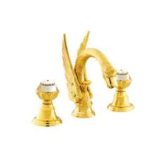 Bateria umywalkowa 3-otworowa z kryształami Swarovski®. Bronces Mestre Antartica Swan
