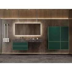 Podwieszana szafka łazienkowa w skórze i ceramice BT45 BT45 VRDE LEATHER BATHROOM VANITY