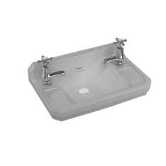 Naścienna umywalka z porcelany Vitreous China z przelewem Burlington Bathrooms MOON GREY