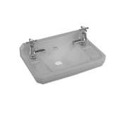 Naścienna umywalka z porcelany Vitreous China z przelewem Burlington Bathrooms MOON GREY