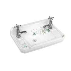 Naścienna umywalka z porcelany Vitreous China z przelewem Burlington Bathrooms SPRING FOREST