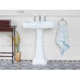 Prostokątna umywalka na postumencie z porcelany Vitreous China Burlington Bathrooms Victorian