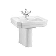 Prostokątna półpostumentowa umywalka z porcelany Vitreous China Burlington Bathrooms Victorian
