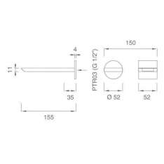 Bateria ścienna hydroprogresywna z wylewką Ceadesign Bar 18