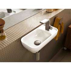 Prostokątna, ścienna umywalka ceramiczna z ręcznym spłukiwaniem Ceramica Flaminia Pass