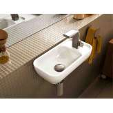 Prostokątna, ścienna umywalka ceramiczna z ręcznym spłukiwaniem Ceramica Flaminia Pass