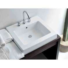 Umywalka ceramiczna kwadratowa wpuszczana w blat z przelewem Ceramica Flaminia ACQUAGRANDE 60