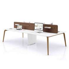 Drewniane biurko biurowe z ekranami dźwiękochłonnymi Cider Edition WOODLEG