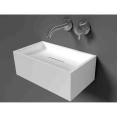 Prostokątna umywalka ścienna Solid Surface z ręcznym spłukiwaniem Cocoon COCOON SANT JORDI I