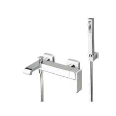 Naścienny zestaw wannowy jednouchwytowy z główką prysznicową Cristina Rubinetterie Quadri S CRIQS100