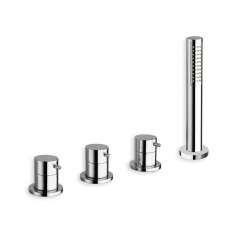 Bateria wannowa 4-otworowa z przełącznikiem z główką prysznicową Cristina Rubinetterie Tricolore Verde CRITV122