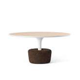 Niski okrągły stolik kawowy z forniru drewnianego DAM FLORA WIDE LOW