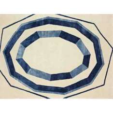 Ręcznie wykonany prostokątny dywanik Deirdre Dyson CHINA BLUE