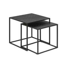 Zestaw stolików Actona Ortiz czarne - drewno pawilonia | metal