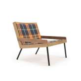 Fotel ogrodowy z tkaniny technicznej z podłokietnikami Ethimo Allaperto MOUNTAIN TARTAN